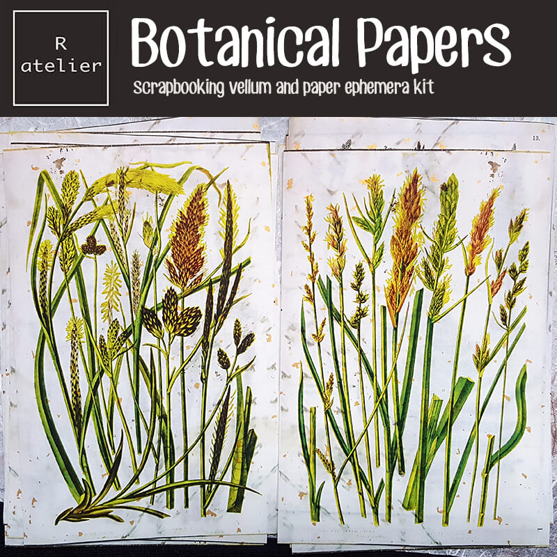 Botanical Scrapbooking Paper Ephemera Kit