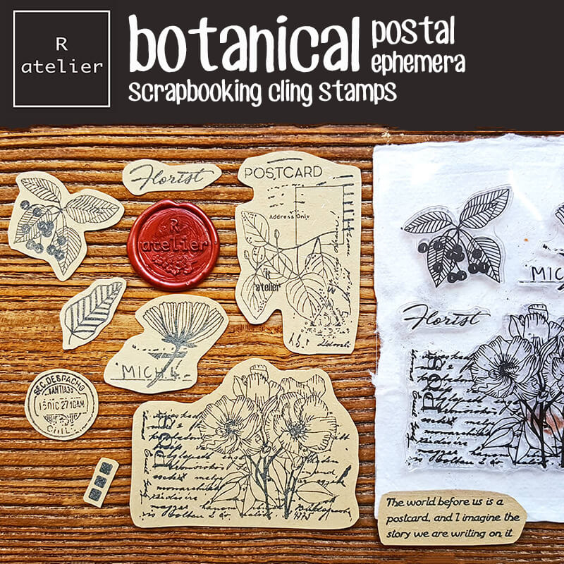 Botanical Postal Ephemera Scrapbooking Clear Stamps