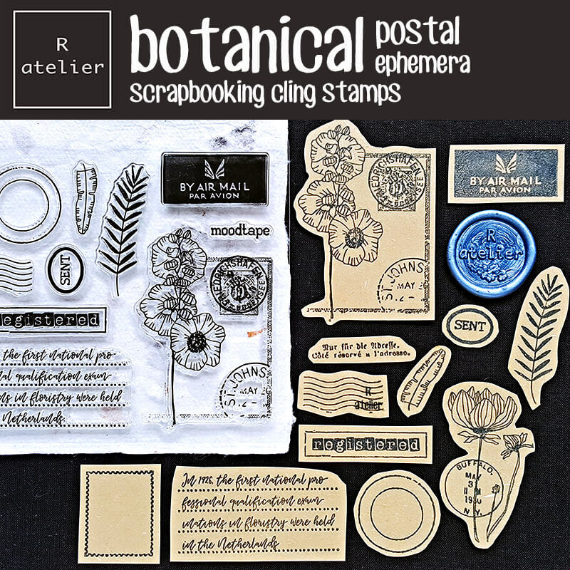 Botanical Postal Ephemera Scrapbooking Clear Stamps