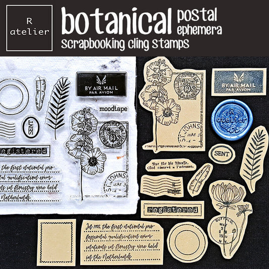 Botanical Postal Ephemera Scrapbooking Clear Stamps