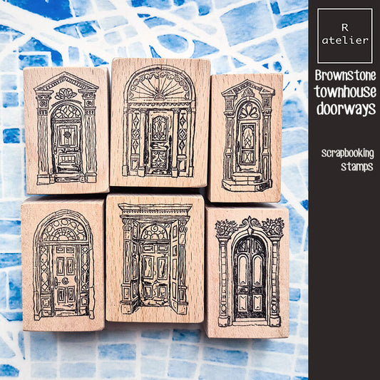 Brownstone Townhouse Doorways Architecture Scrapbooking Wooden Stamp