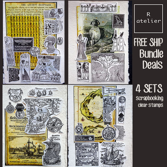 4 Scrapbooking Clear Stamps Bundle (FREE SHIPPING)