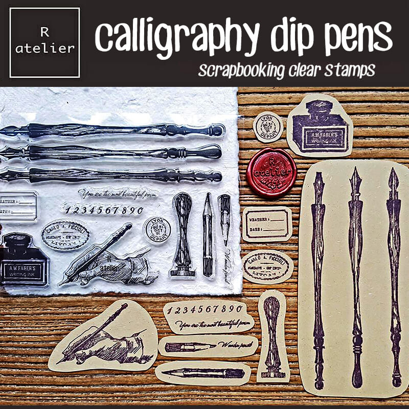 Calligraphy Nibs Scrapbooking Clear Stamps