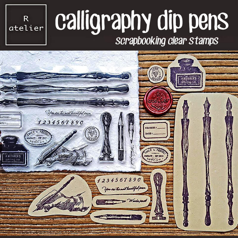 Calligraphy & Dip Pens Scrapbooking Clear Stamps