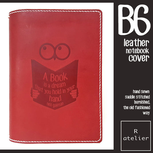 B6 Leather TN Leather Notebook Journal Cover with Embossed Illustration