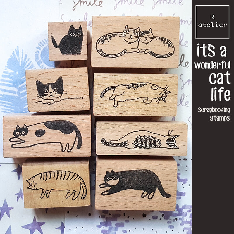 It's a Wonderful Cat Life Scrapbooking Wooden Stamp