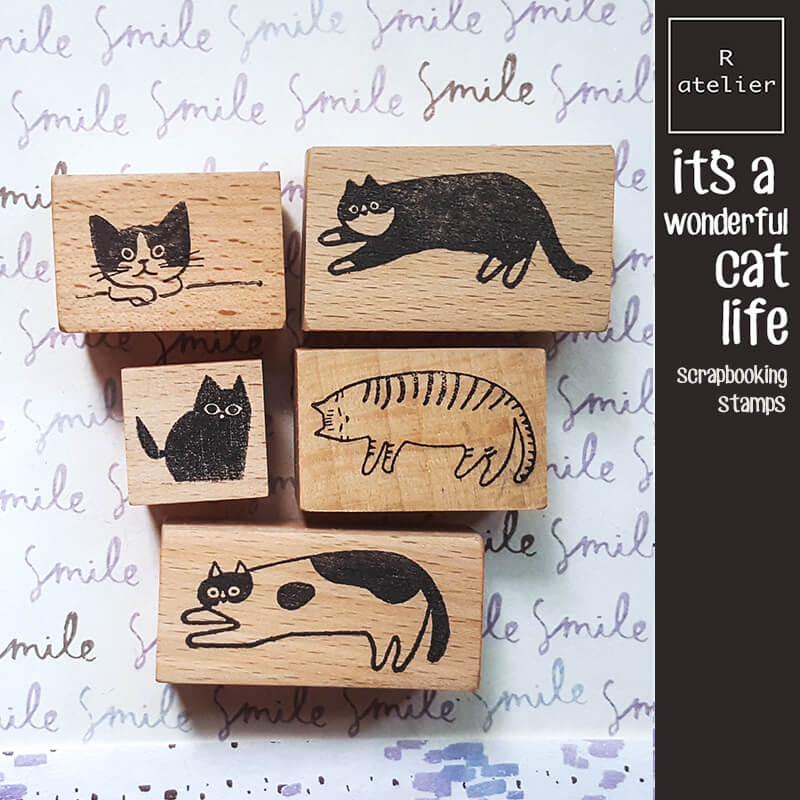 It's a Wonderful Cat Life Scrapbooking Wooden Stamp