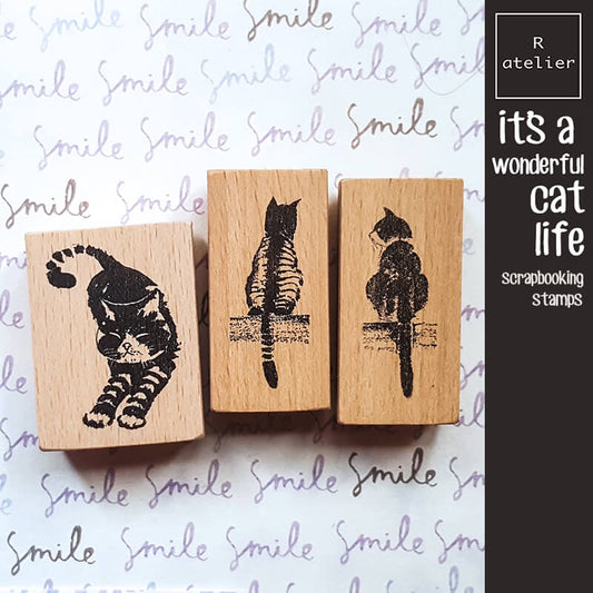 It's a Wonderful Cat Life Scrapbooking Wooden Stamp