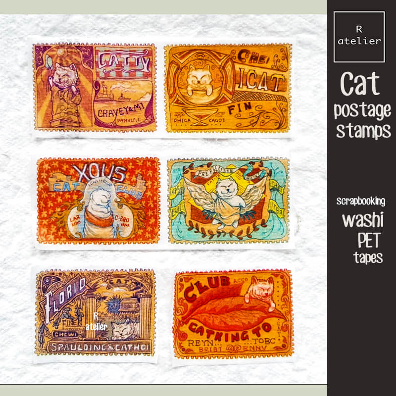 Cat Postage Stamps Scrapbooking Washi Tape