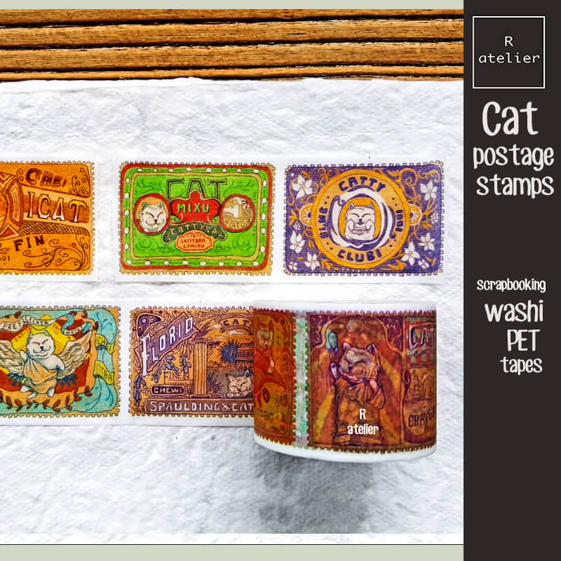 Cat Postage Stamps Scrapbooking Washi Tape