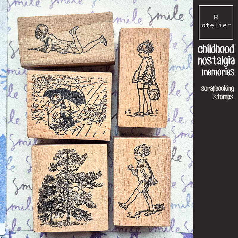 Childhood Nostalgia Memories Scrapbooking Wooden Stamp