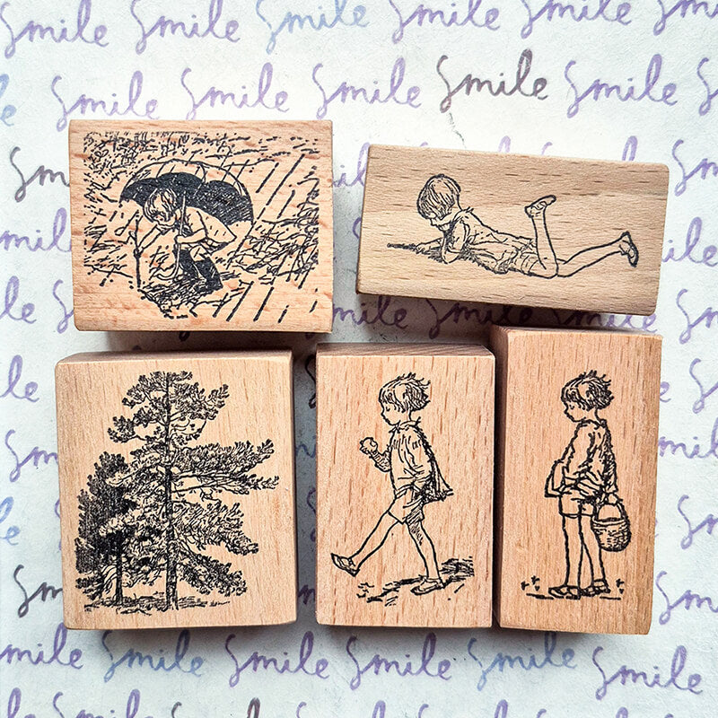 Childhood Nostalgia Memories Scrapbooking Wooden Stamp