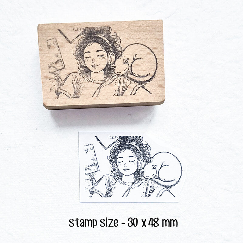 Daily Life Chill Time Reading Library Scrapbooking Wooden Stamp