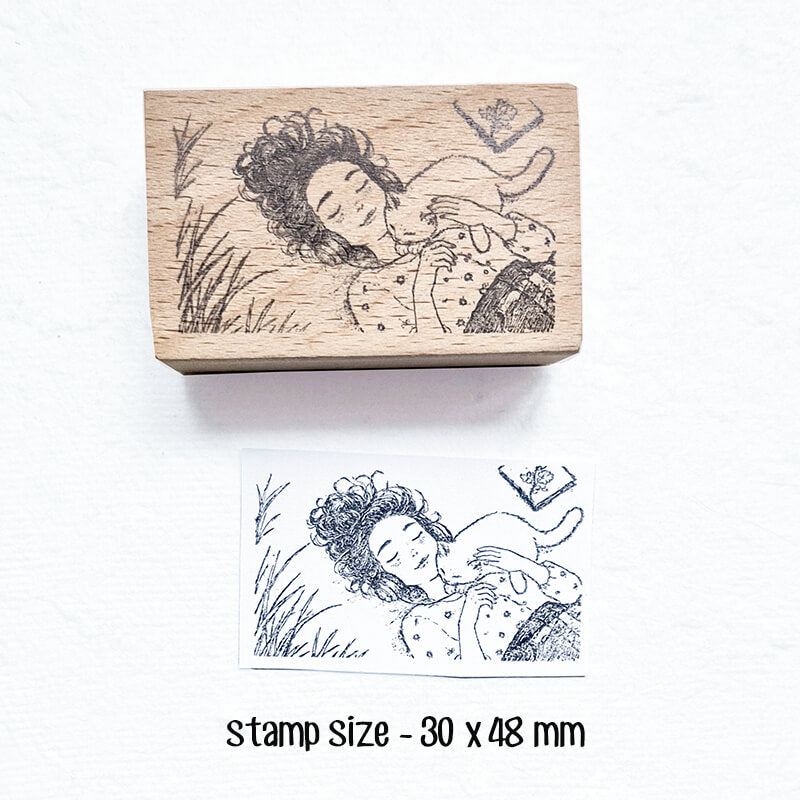 Daily Life Chill Time Cat Lovers Scrapbooking Wooden Stamp