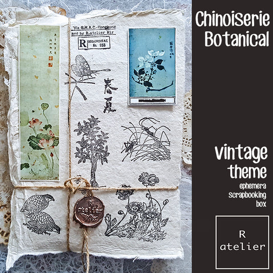 Chinoiserie Botanical Ephemera Junk Journal Scrapbooking Box