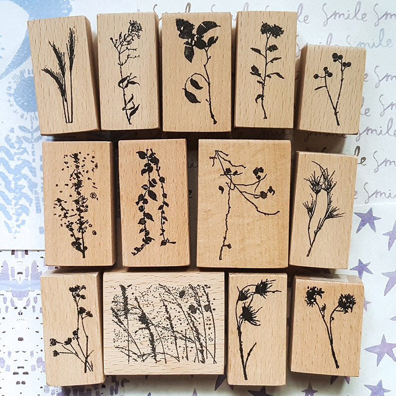 Chinoiserie Botanical Silhouette Scrapbooking Wooden Stamp