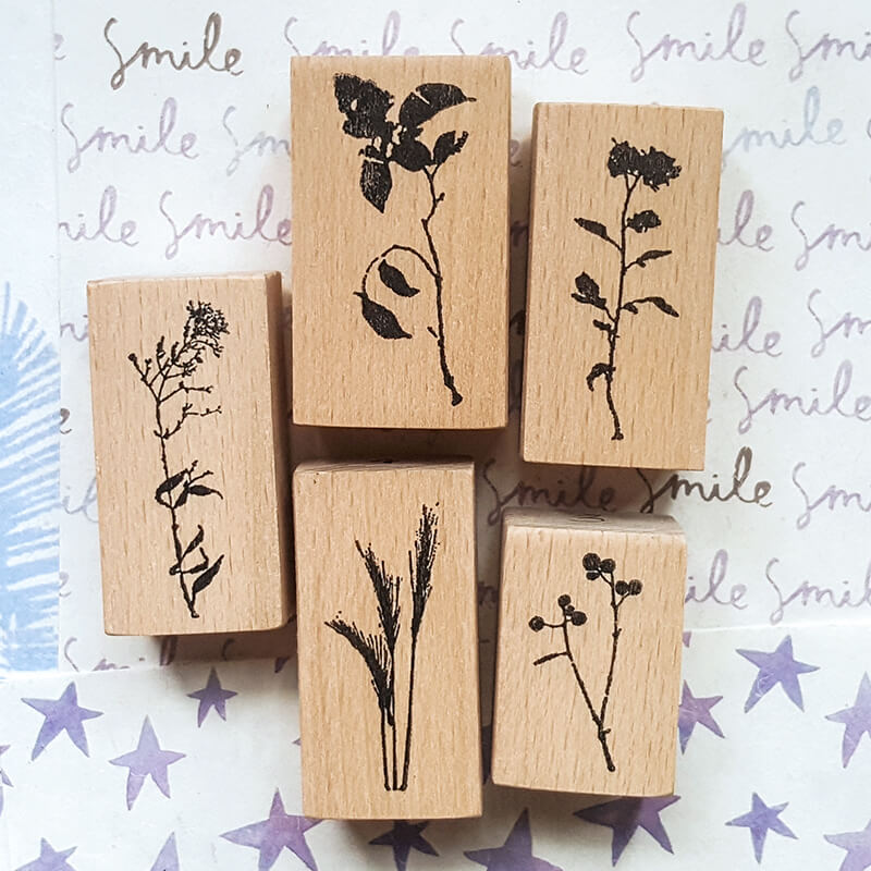 Chinoiserie Botanical Silhouette Scrapbooking Wooden Stamp