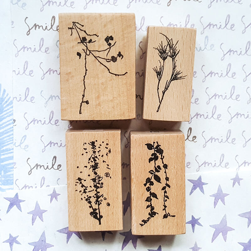 Chinoiserie Botanical Silhouette Scrapbooking Wooden Stamp