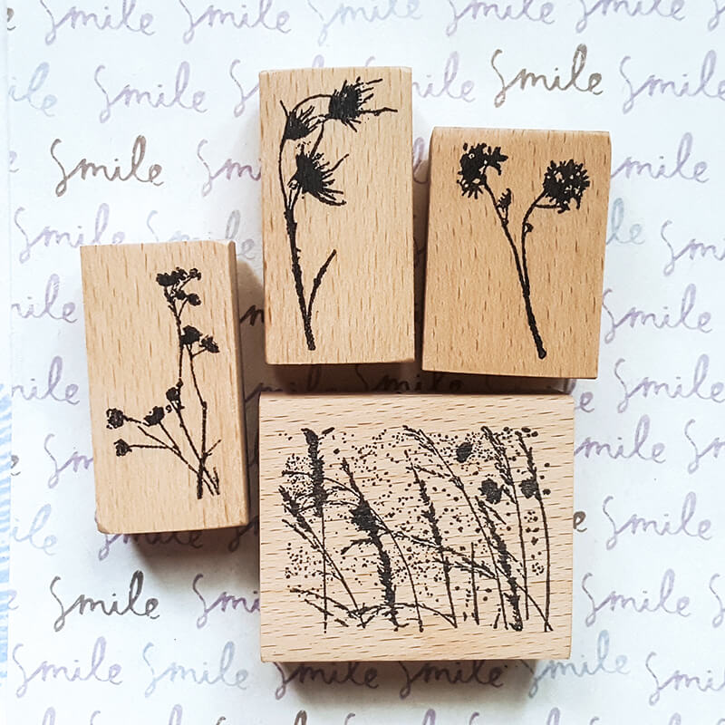 Chinoiserie Botanical Silhouette Scrapbooking Wooden Stamp