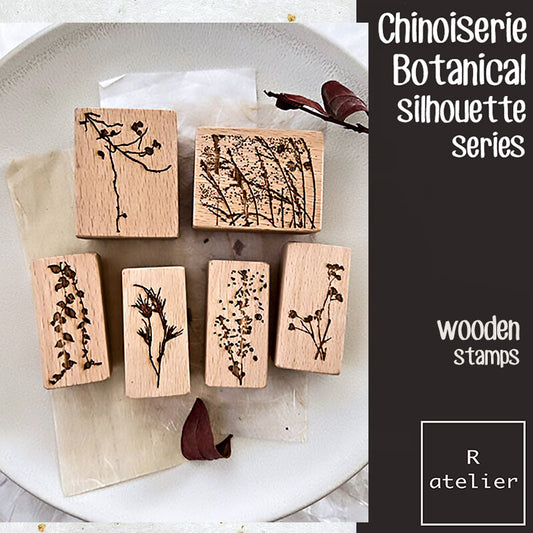 Chinoiserie Botanical Silhouette Scrapbooking Wooden Stamps