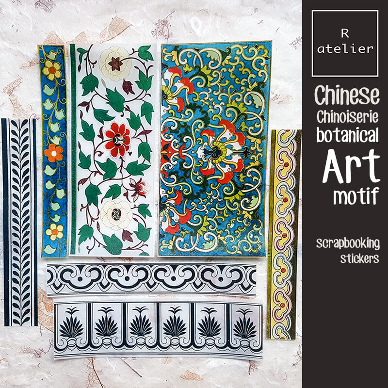 Chinoiserie Botanical Art Motif Scrapbooking Washi Stickers