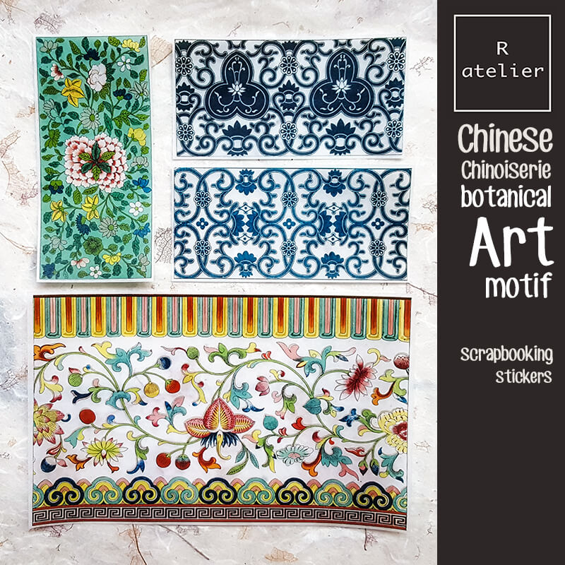 Chinoiserie Botanical Art Motif Scrapbooking Washi Stickers