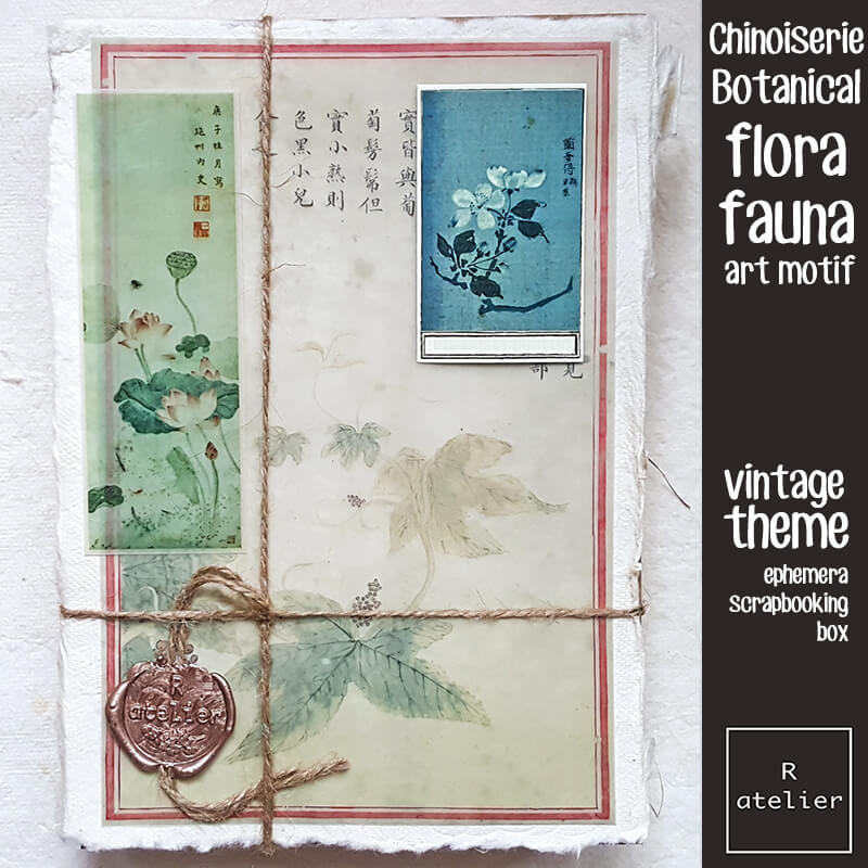 Chinoiserie Botanical Ephemera Junk Journal Scrapbooking Box