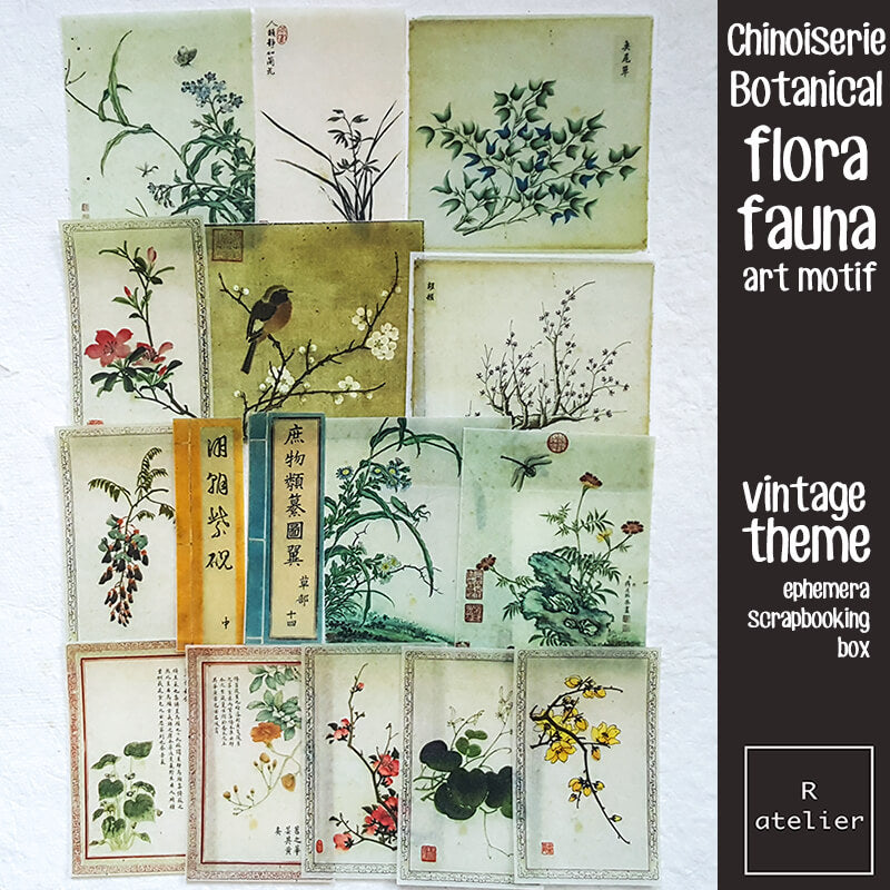 Chinoiserie Botanical Ephemera Junk Journal Scrapbooking Box