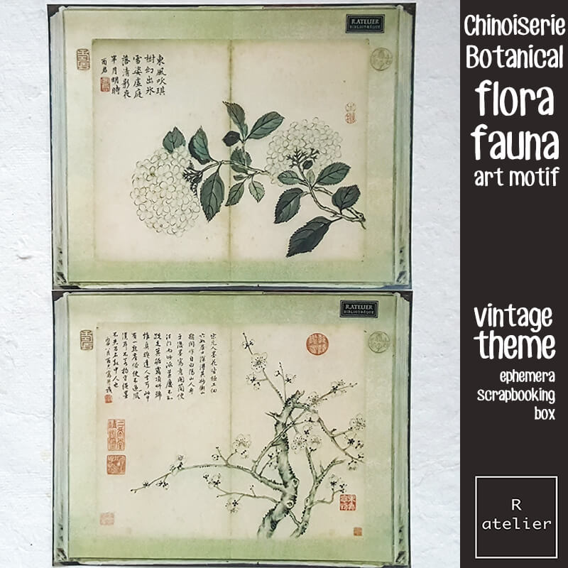 Chinoiserie Botanical Ephemera Junk Journal Scrapbooking Box