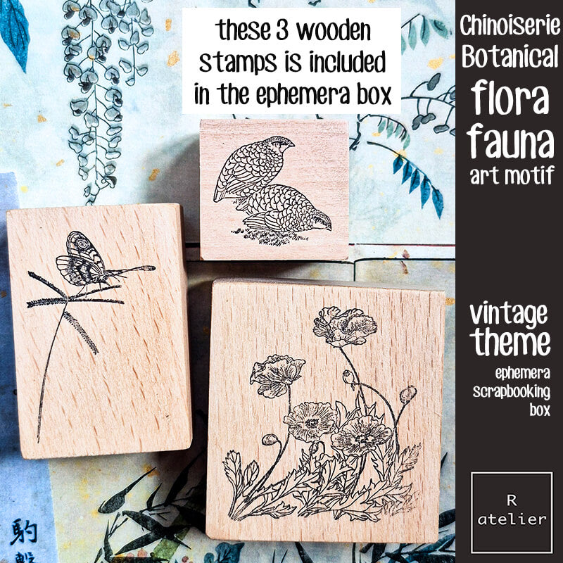 Chinoiserie Botanical Ephemera Junk Journal Scrapbooking Box