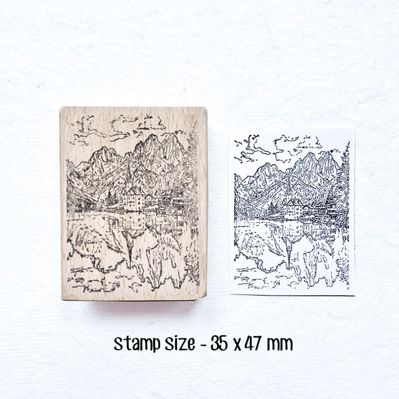 Wanderlust Alpine Mountain Hiking Travelogue (2) Scrapbooking Wooden Stamp