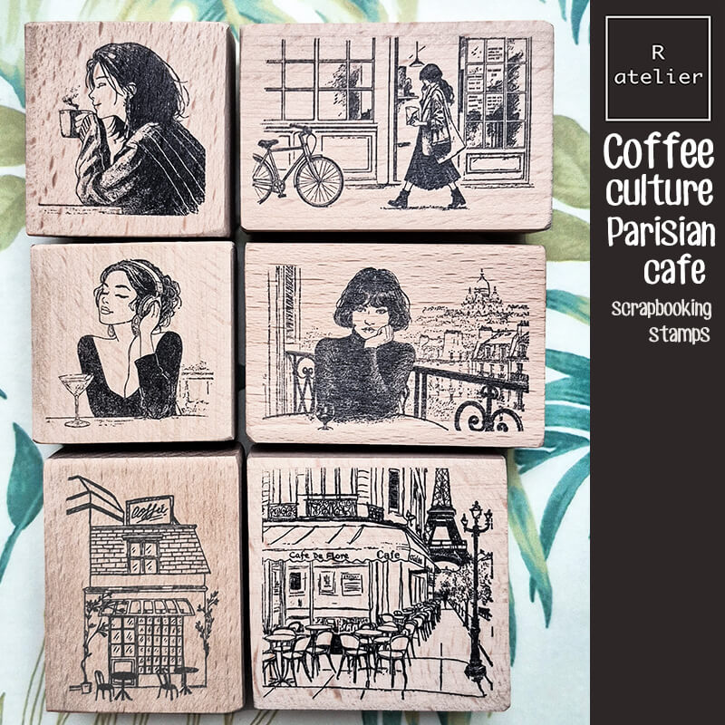 Coffee Culture Parisian Cafe Scrapbooking Wooden Stamp