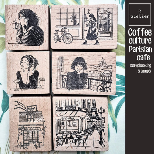Coffee Culture Parisian Cafe Scrapbooking Wooden Stamp