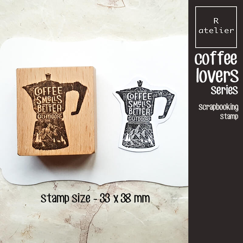 Coffee Lovers Scrapbooking Wooden Stamp