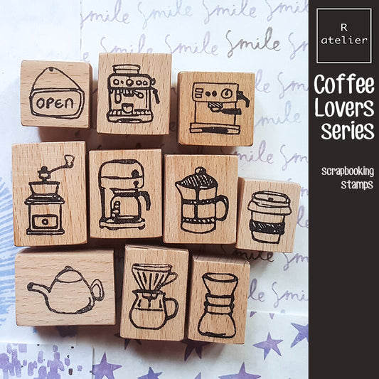 Espresso Coffee Lovers Mini Scrapbooking Wooden Stamp