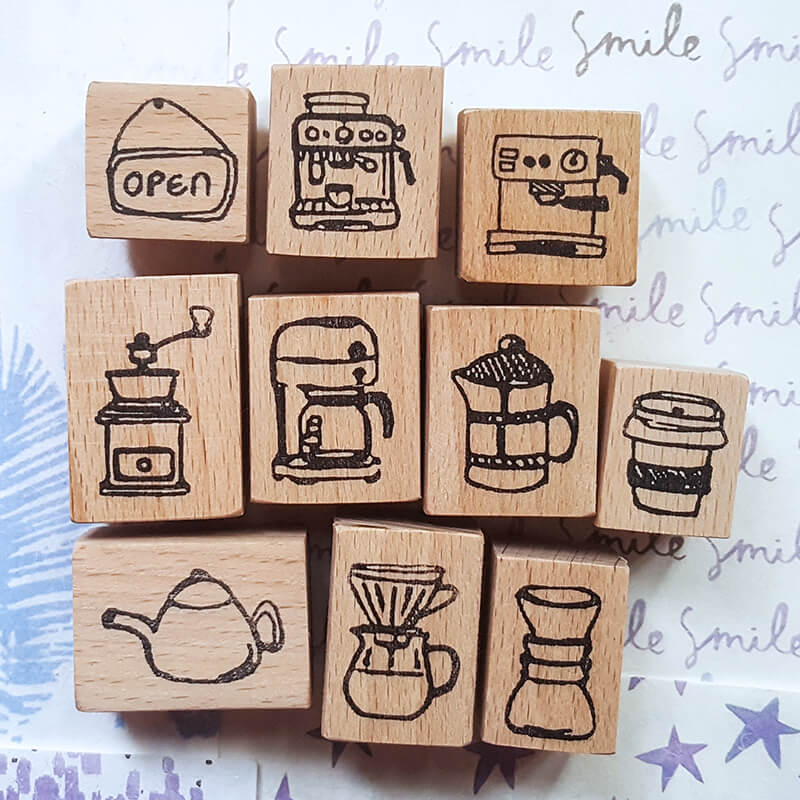 Espresso Coffee Lovers Mini Scrapbooking Wooden Stamp