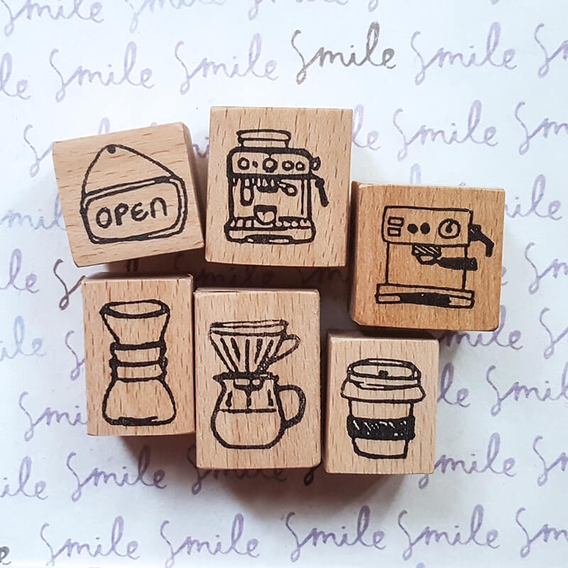 Espresso Coffee Lovers Mini Scrapbooking Wooden Stamp