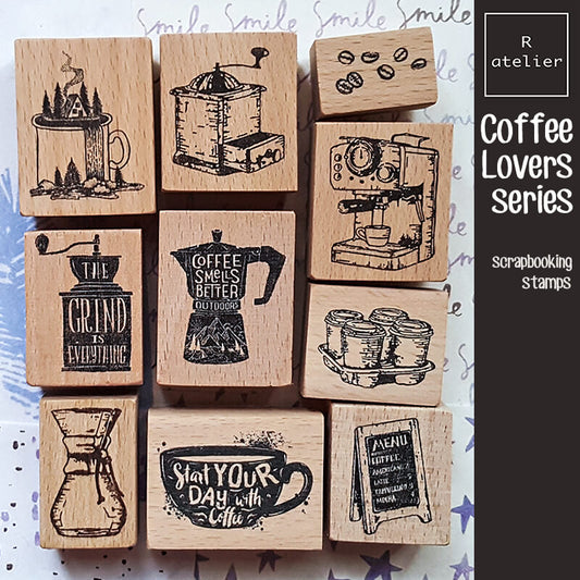 Coffee Lovers Scrapbooking Wooden Stamp