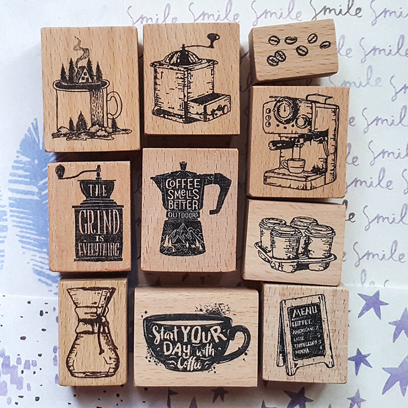 Coffee Lovers Scrapbooking Wooden Stamp