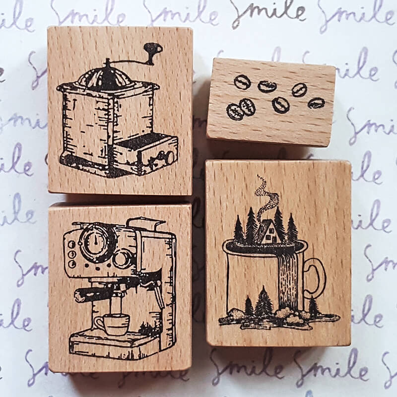 Coffee Lovers Scrapbooking Wooden Stamp