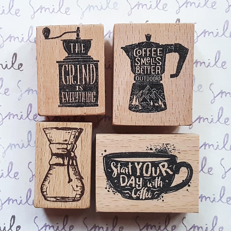 Coffee Lovers Scrapbooking Wooden Stamp