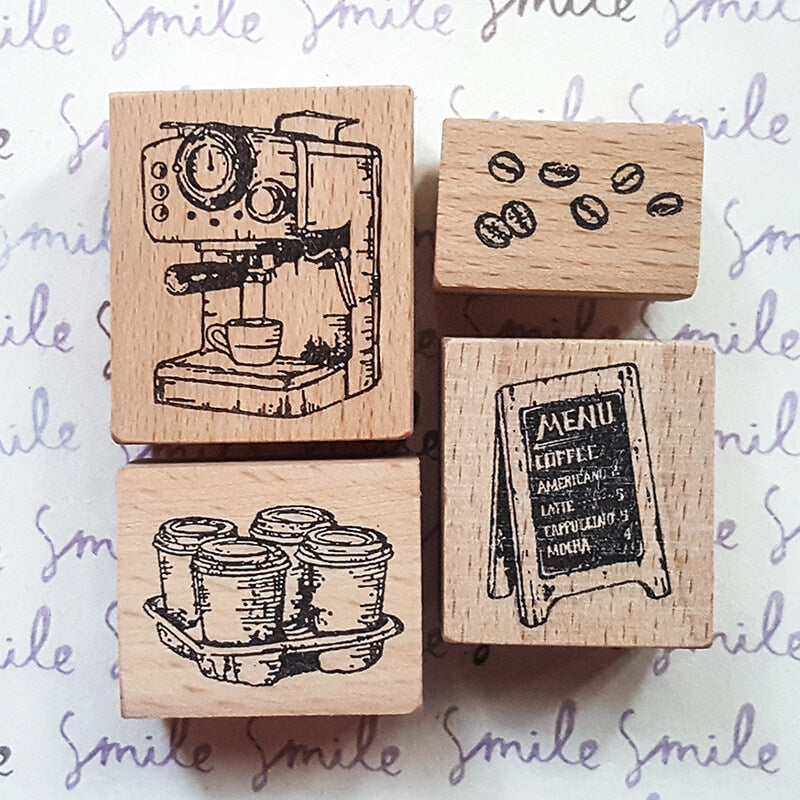 Coffee Lovers Scrapbooking Wooden Stamp