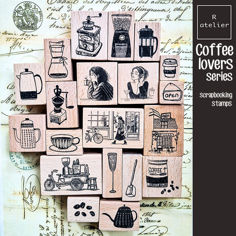 Coffee Lovers Scrapbooking Wooden Stamp