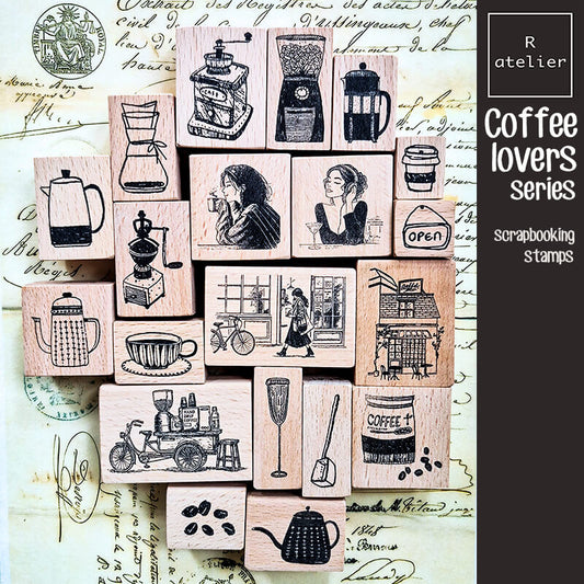 Coffee Lovers Scrapbooking Wooden Stamp