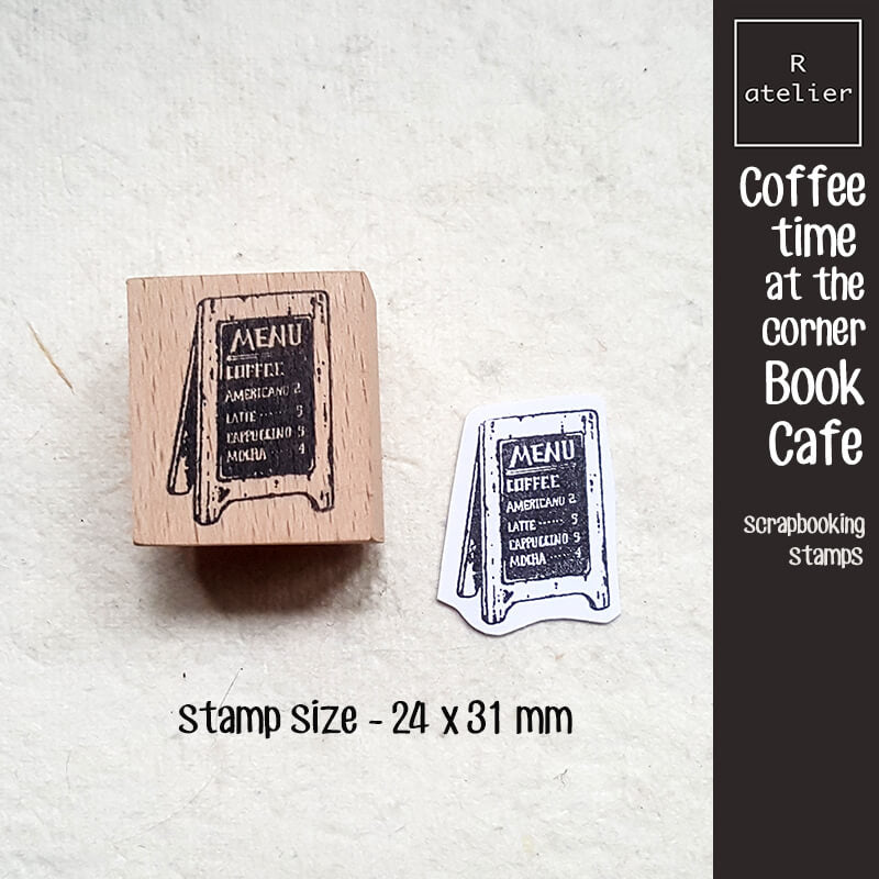 Coffee Time at the Corner Bookstore Cafe Scrapbooking Wooden Stamp