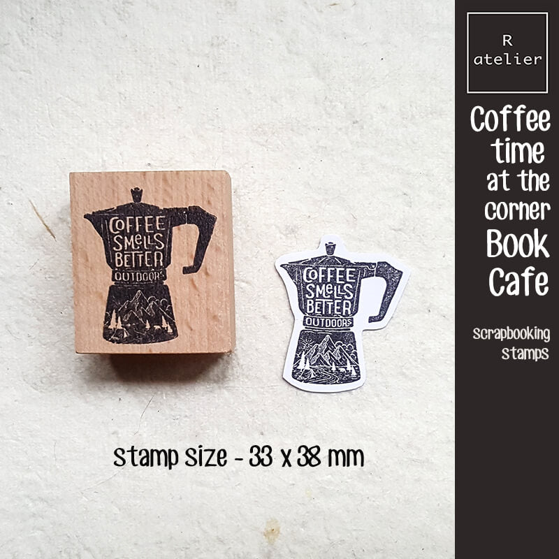 Coffee Time at the Corner Bookstore Cafe Scrapbooking Wooden Stamp