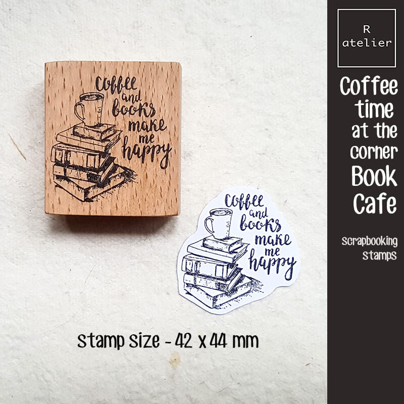 Coffee Time at the Corner Bookstore Cafe Scrapbooking Wooden Stamp