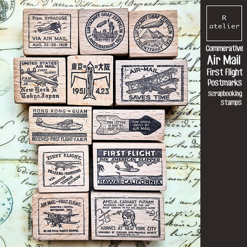 Commemorative 1st Flight Air Mail Postmarks Scrapbooking Wooden Stamp