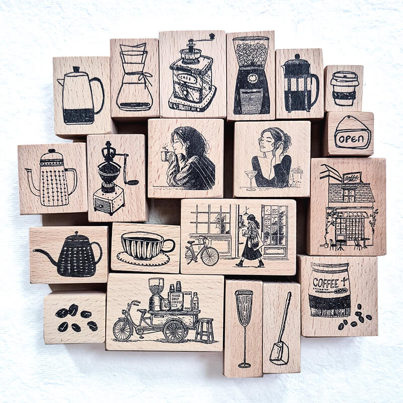Coffee Lovers Scrapbooking Wooden Stamp
