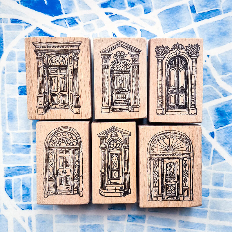 Brownstone Townhouse Doorways Architecture Scrapbooking Wooden Stamp